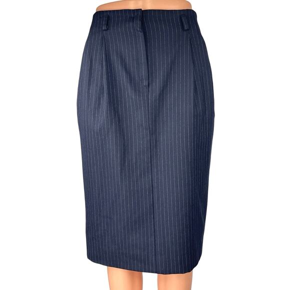 Paul Stuart Dresses & Skirts - Paul Stuart Women's Blue Wool Pinstripe Knee Length Straight Pencil Skirt Size S